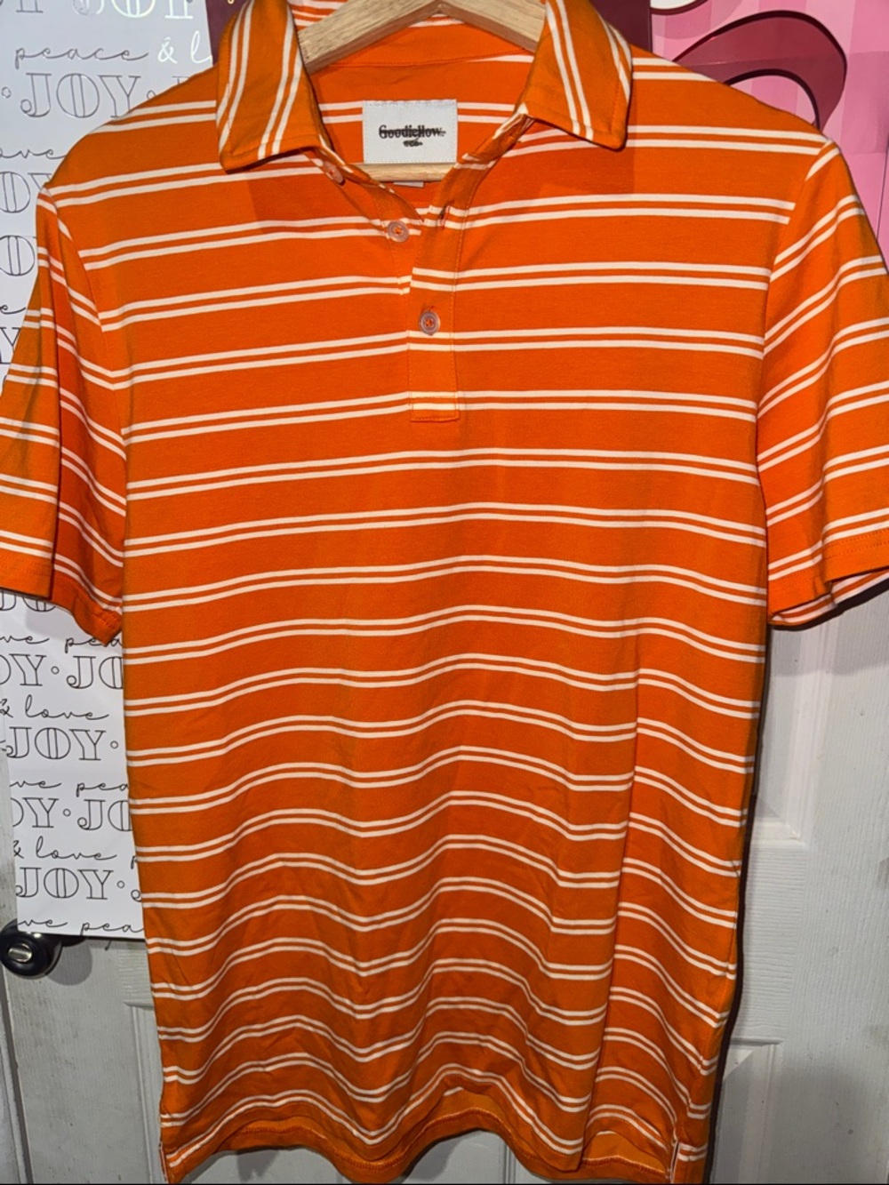 Goodfellow & Co Orange and White Striped Polo
